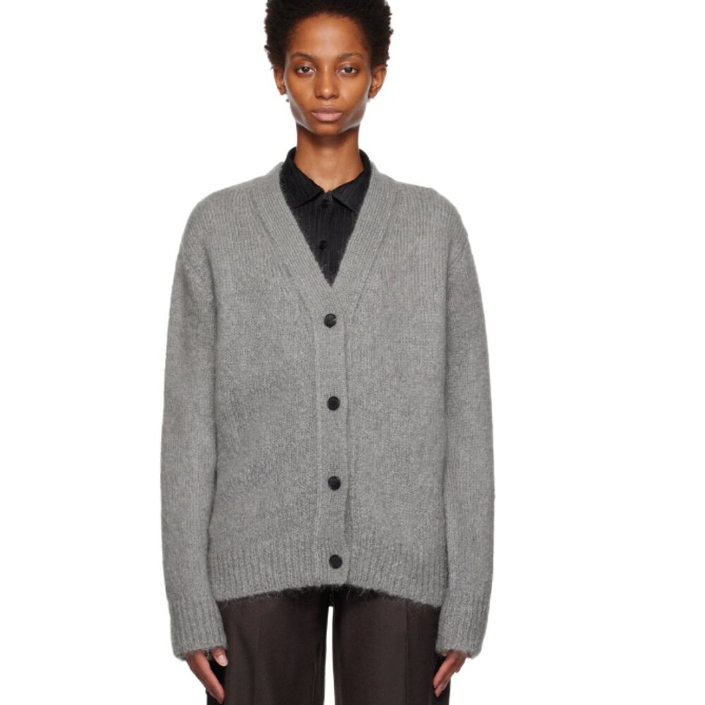 System Gray Y-Neck Cardigan
